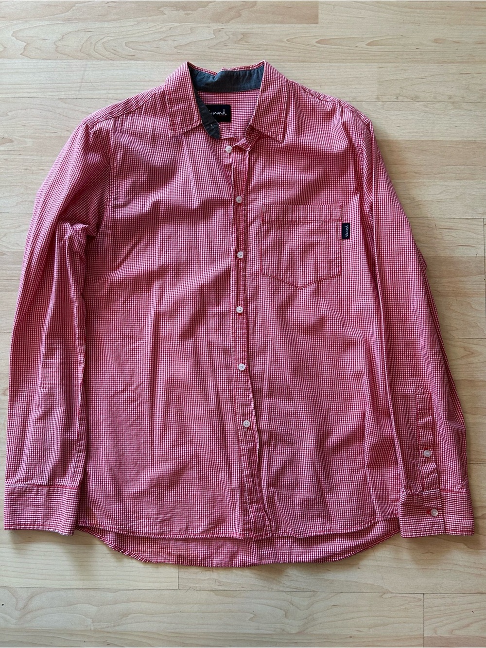 Diamond Supply Co. Gingham Button Down in Red & White Medium